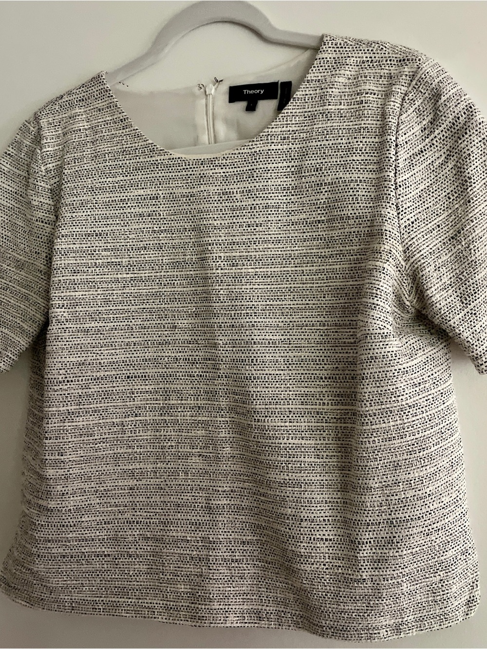 Theory Black and White Textured Short-Sleeve Tunic